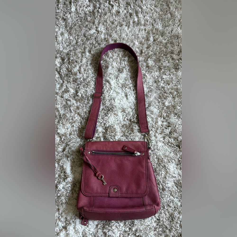 Fossil long live dusty rose pink leather crossbody bag
